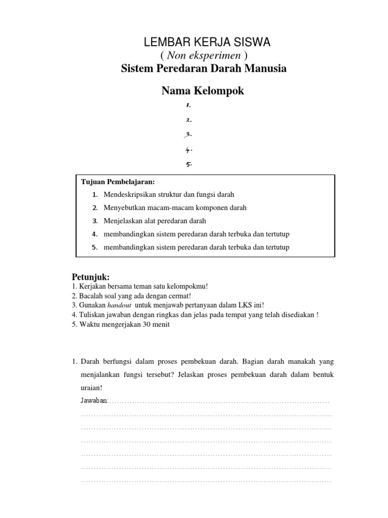 Lembar Kerja Siswa Non Eksperimen Pdf