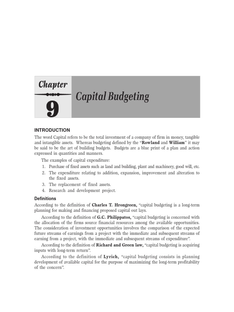 Capital Budgeting Financial Management Pdf Net Present Value