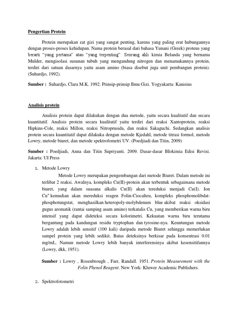 Metode Analisis Kualitatif Protein | PDF | Sains & Matematika