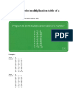 Program To Print Multiplication Table of A Number