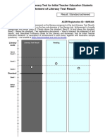 Statement of Literacy Test Result: Literacy and Numeracy Test For Initial Teacher Education Students