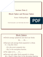 Lecture Note 2 Block Cipher and Stream Cipher Sourav Mukhopadhyay