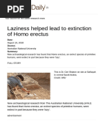Laziness Helped Lead to Extinction of Homo Erectus -- ScienceDaily