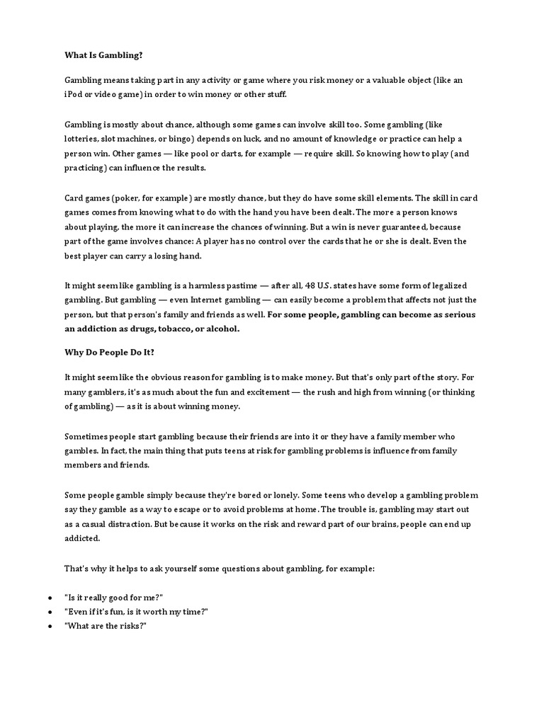 Gambling Text | PDF | Problem Gambling | Gambling