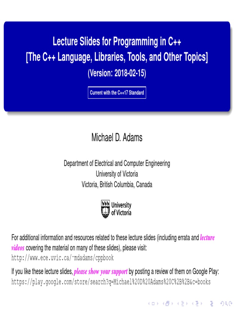 Lecture Slides For Programming in c++-2018-02-15 PDF | PDF | C++ | C ...