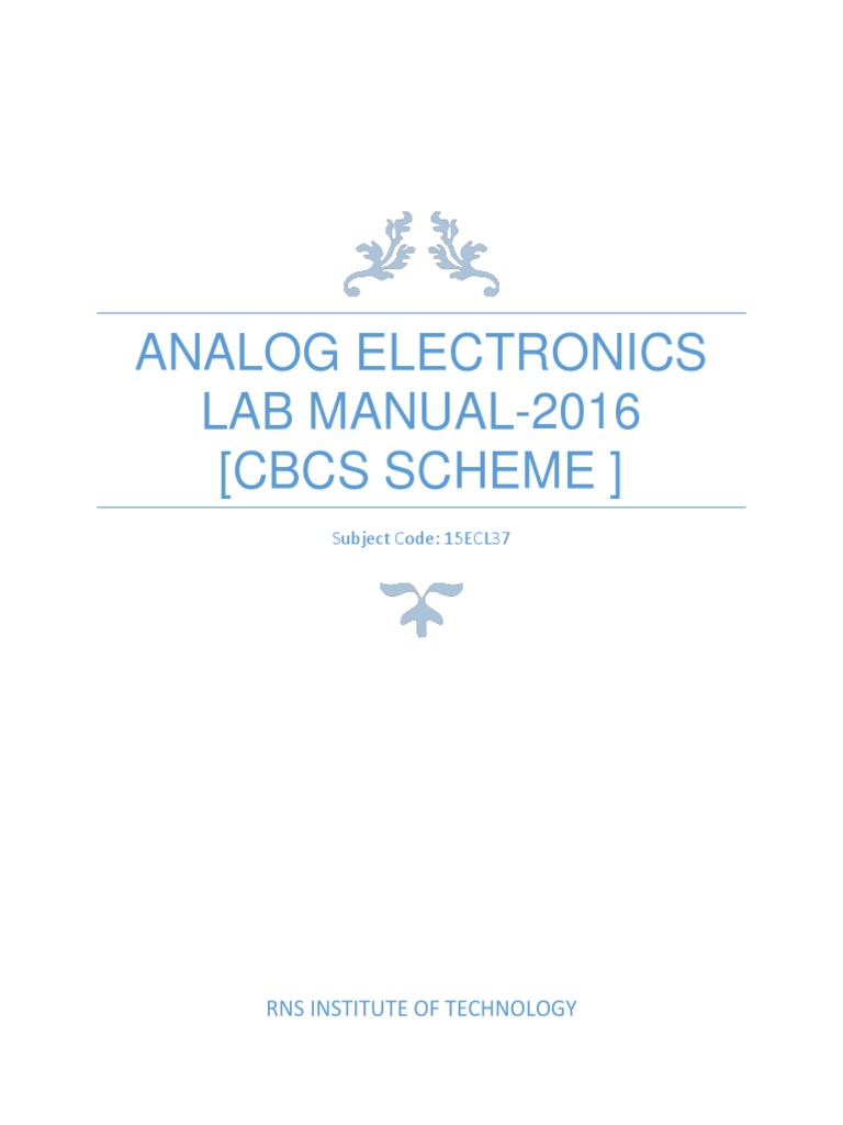 Analog Electronics LAB MANUAL2016 (Cbcs Scheme) Rns Institute of