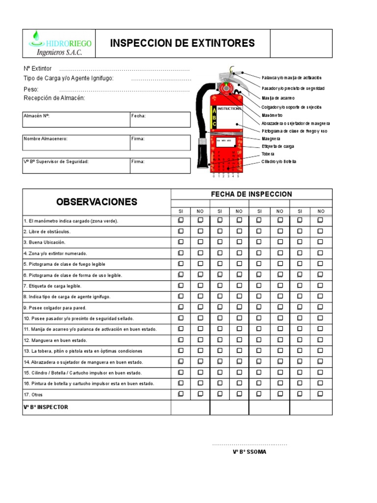 Inspección de Extintores: Lista de Verificación | PDF | Deportes ...