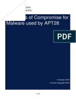 Indicators of Compromise For Malware Used by APT28: 4 October 2018