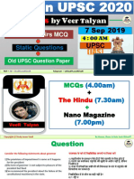 7 September 2019 MCQ For UPSC by VeeR Talyan