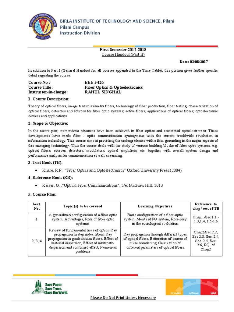 Eee f426 Fiber Optics and Optoelectronics PDF Wavelength Division