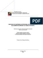 Análisis de Contenido Nutricional de La Publicidad de Alimentos Dirigida Al Público Infan