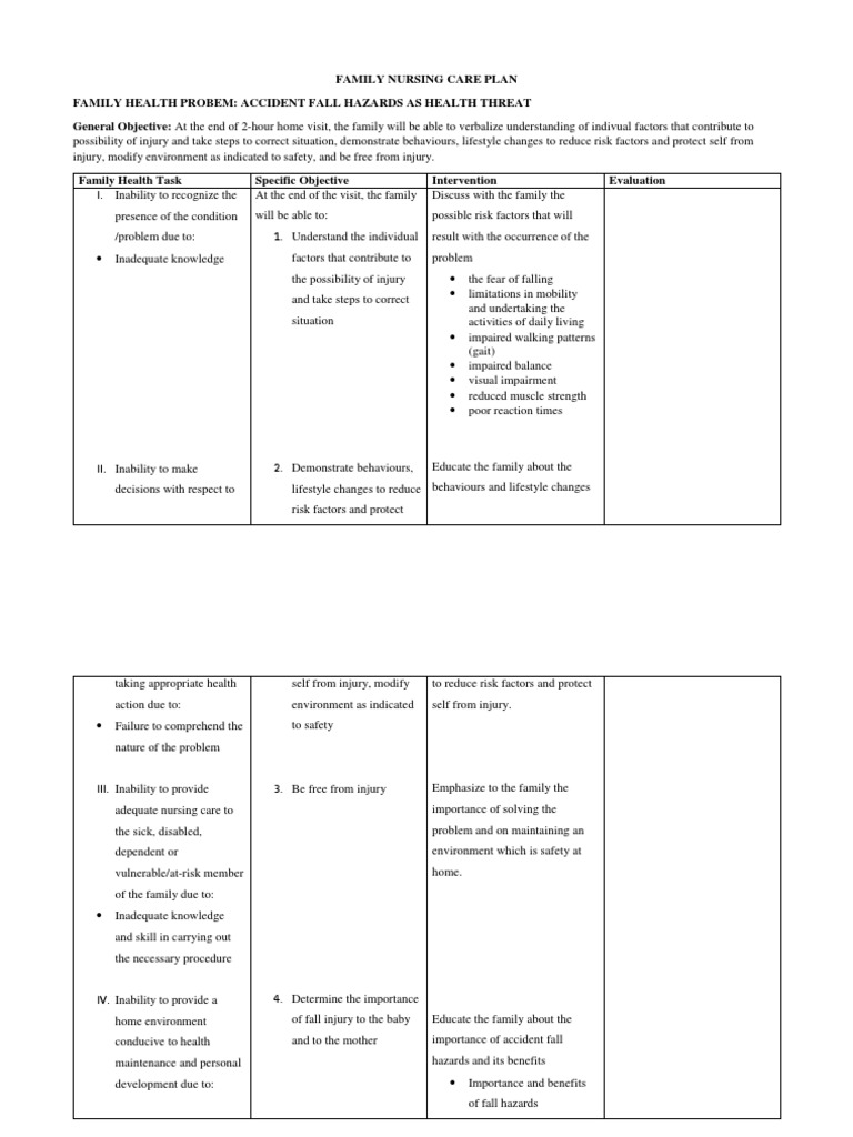 Accident Fall Hazards FNCP Risk Hazards