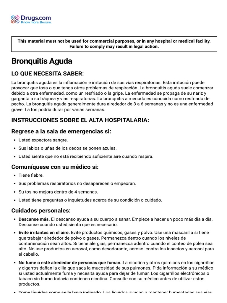 Bronquitis Aguda | PDF | Tos | Medicamentos con receta