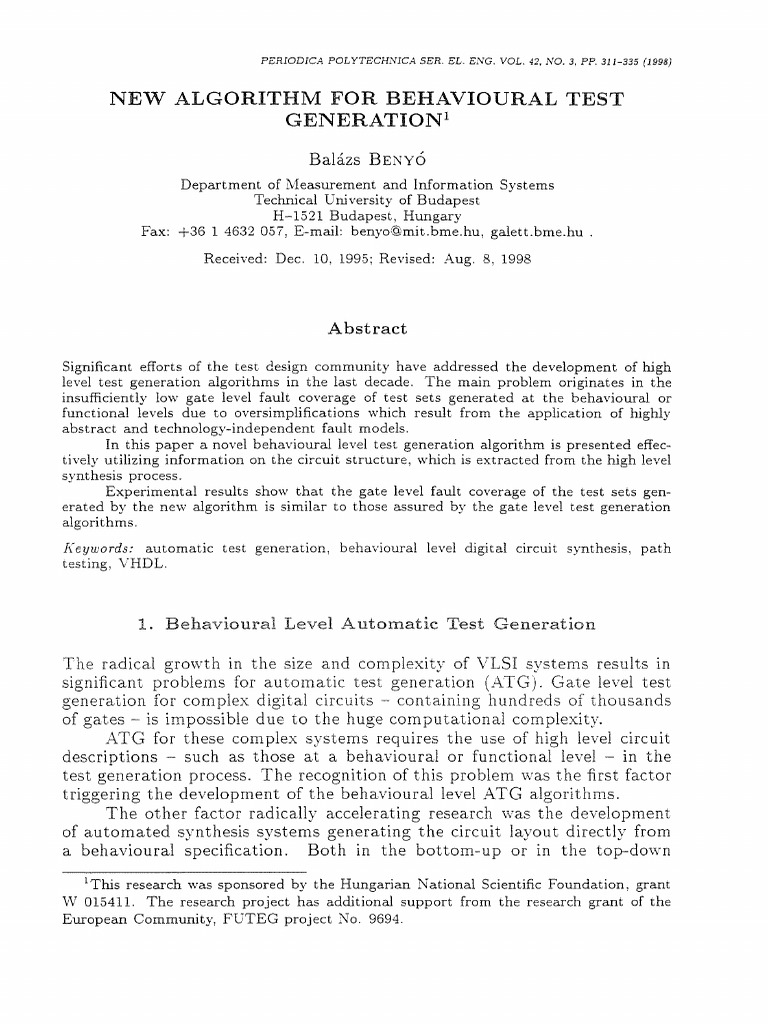 Algorithm For Behavioral Test Generation | PDF | Software Testing ...