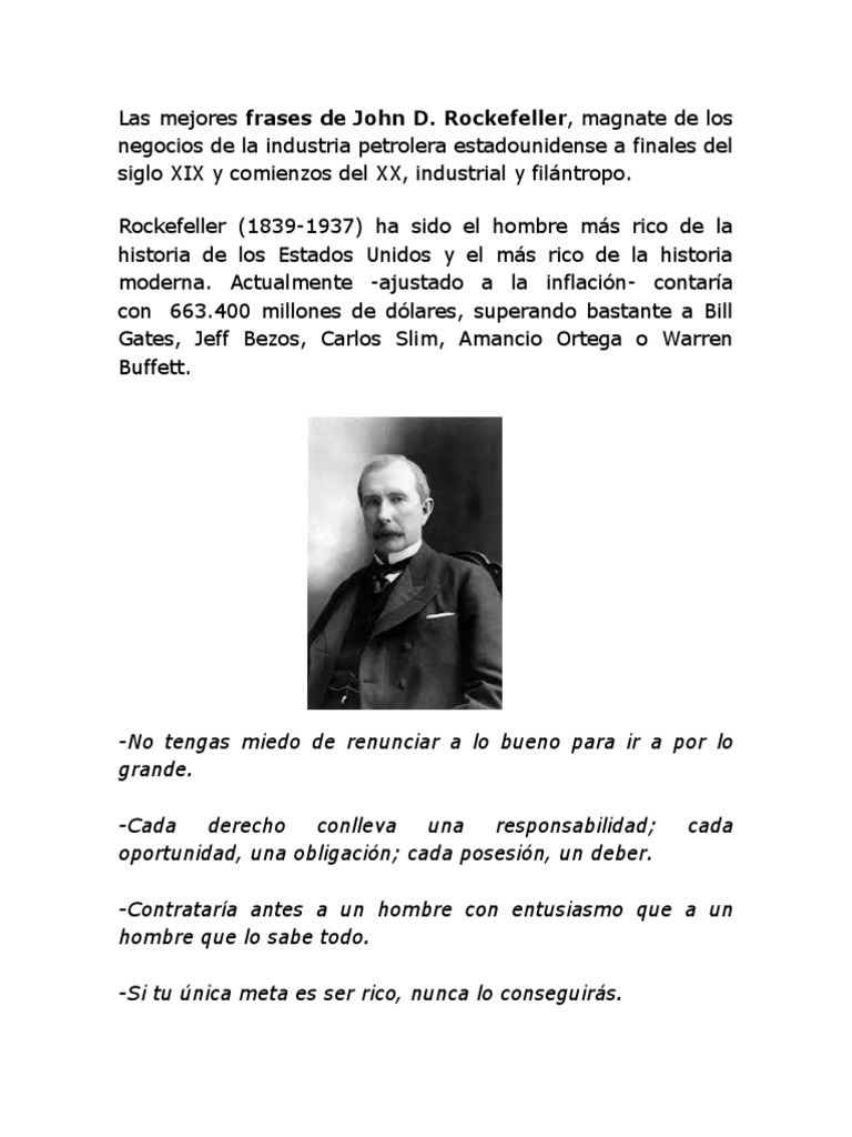 Las 7 claves del éxito y la fortuna de John D. Rockefeller, el hombre más  rico de la historia moderna