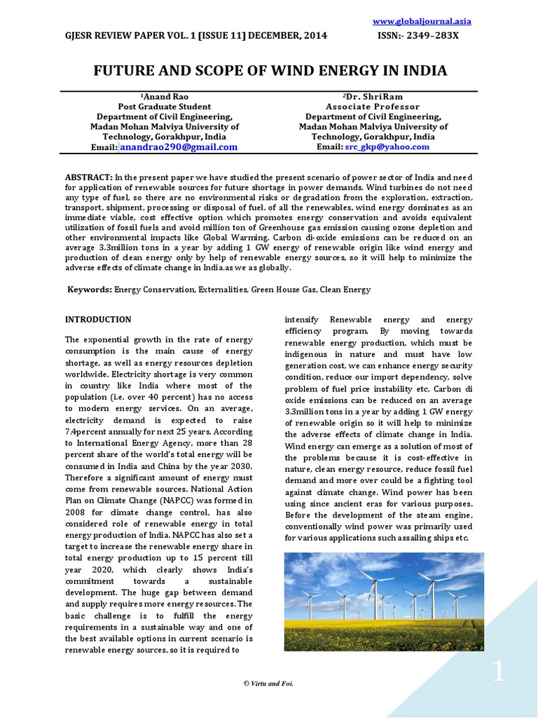 Future and Scope of Wind Energy in India PDF | PDF | Wind Power ...