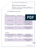 Pronomes de tratamento para autoridades civis, judiciárias, militares, eclesiásticas e monárquicas