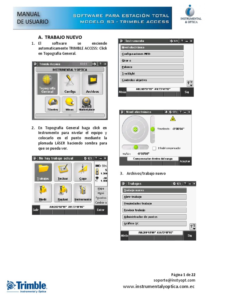 Guía de Uso de Trimble Access S3 | PDF | Archivo de computadora | Point ...
