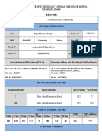 Resume: Indian Institute of Technology (Indian School of Mines), DHANBAD-826004