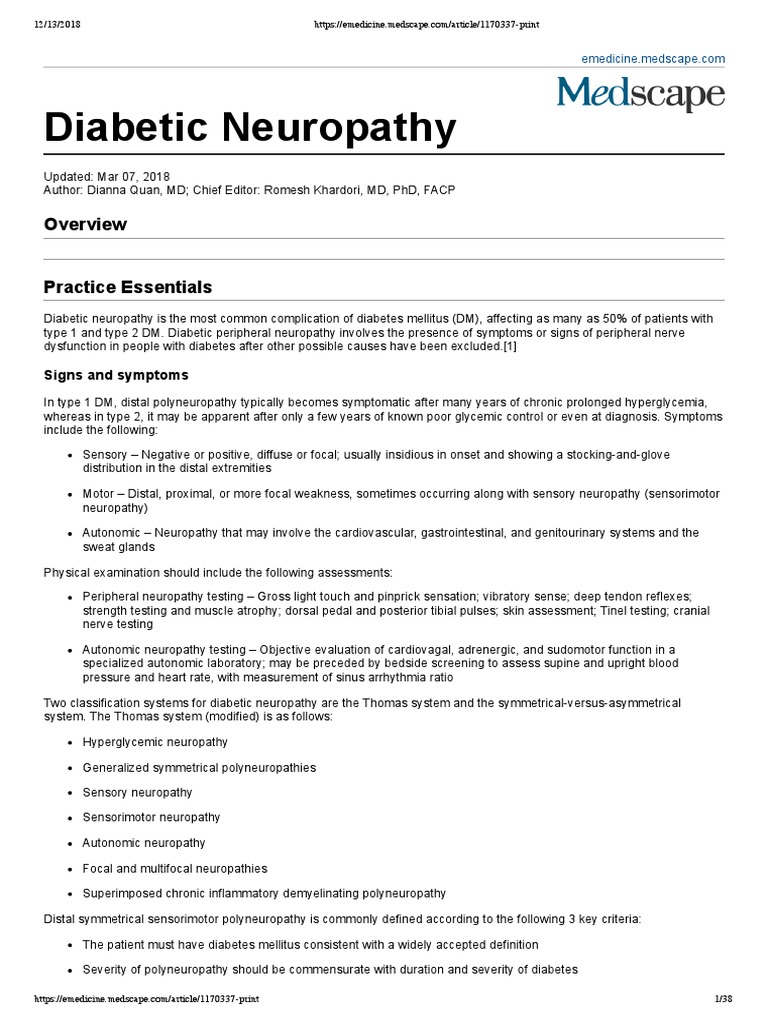 Diabetic Neurophaty | PDF | Peripheral Neuropathy | Diabetes Mellitus