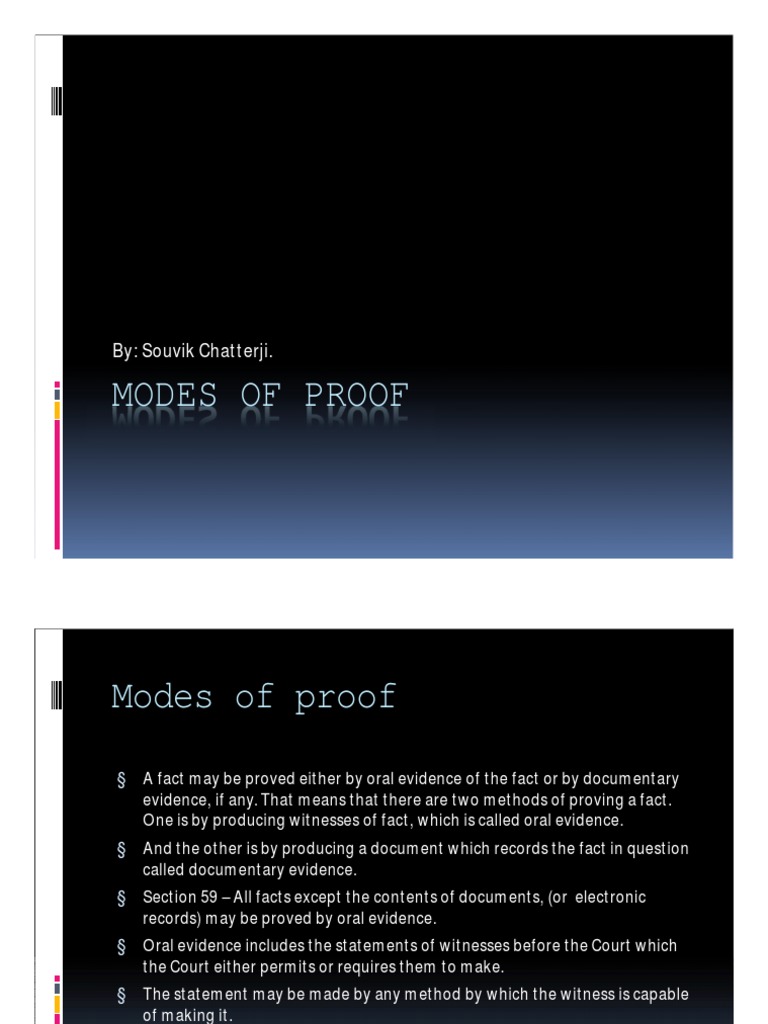 Modes of Proof PDF Evidence Hearsay