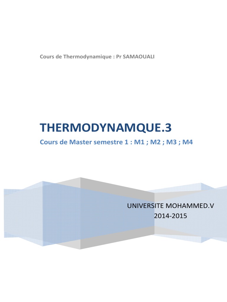 Cours de Thermodynamique : Concepts Clés | PDF | Entropie | Énergie ...