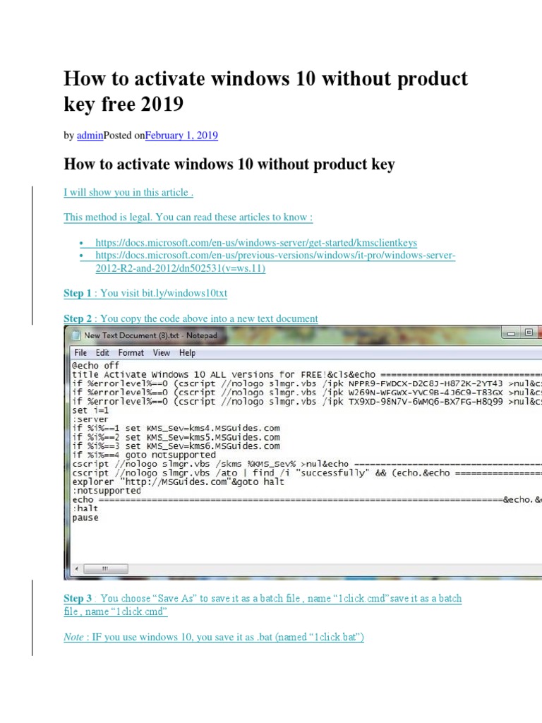 Aktivasi Windows 10 Tanpa Product Keys | PDF