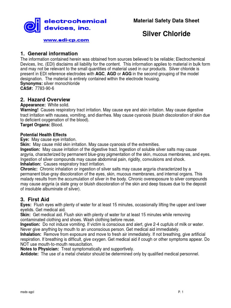 Electrochemical Devices, Inc. Silver Chloride PDF Personal