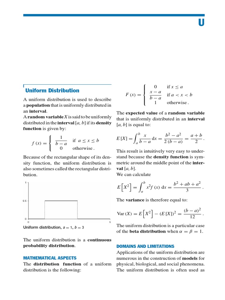 Uniform Distribution: Function Is Given by | PDF | Probability ...