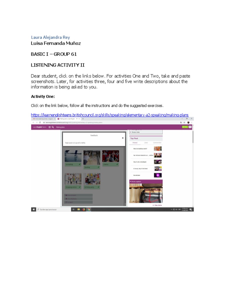 Listening Activity II Instructions | PDF | Language Arts & Discipline