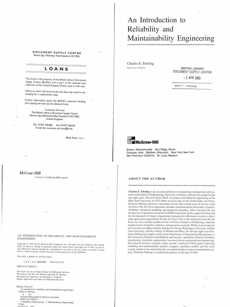 Charles Ebeling Reliability and Maintainability Engineering | PDF