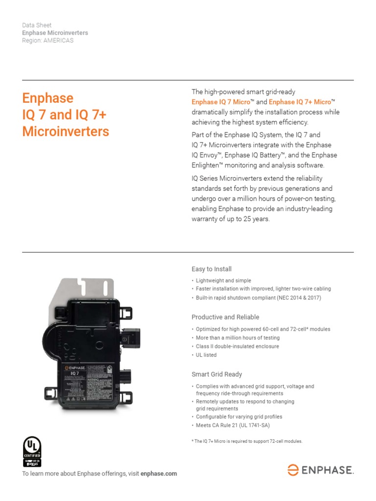 Enphase IQ 7 and IQ 7+ Microinverters | PDF | Alternating Current ...