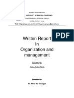 Written Report in Organization and Management: University of Eastern Philippines