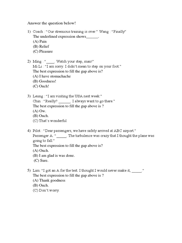 Answer The Question Below! | PDF | Language Arts & Discipline