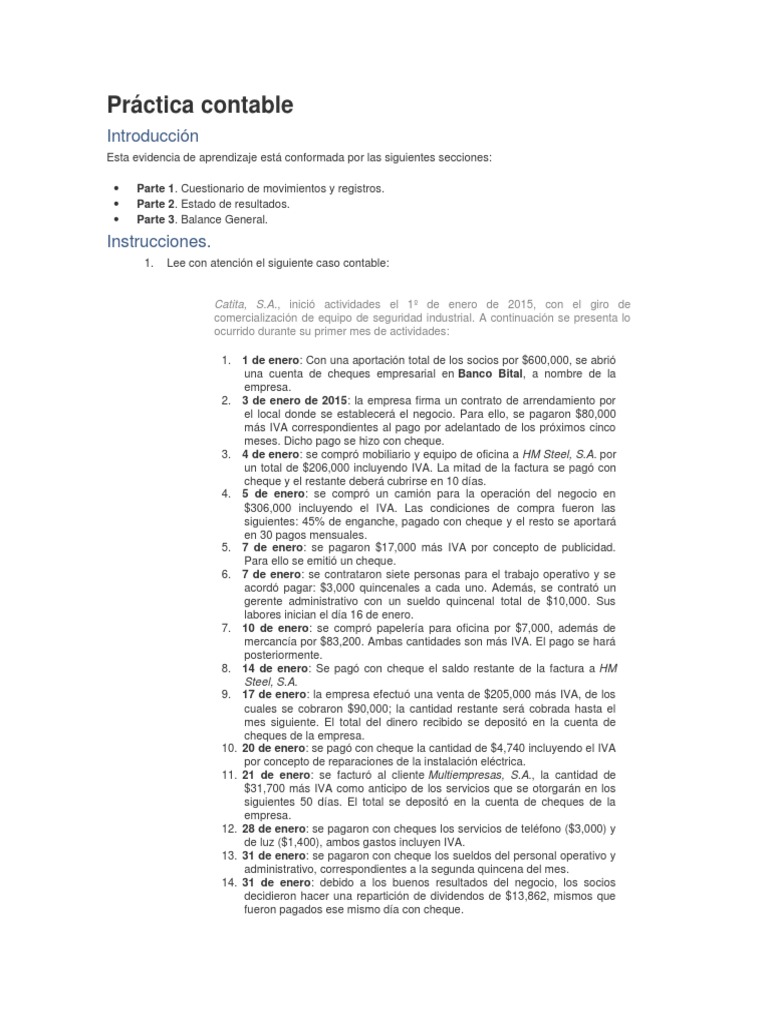 Práctica Contable: Movimientos y Registros | PDF | Cheque | Economias