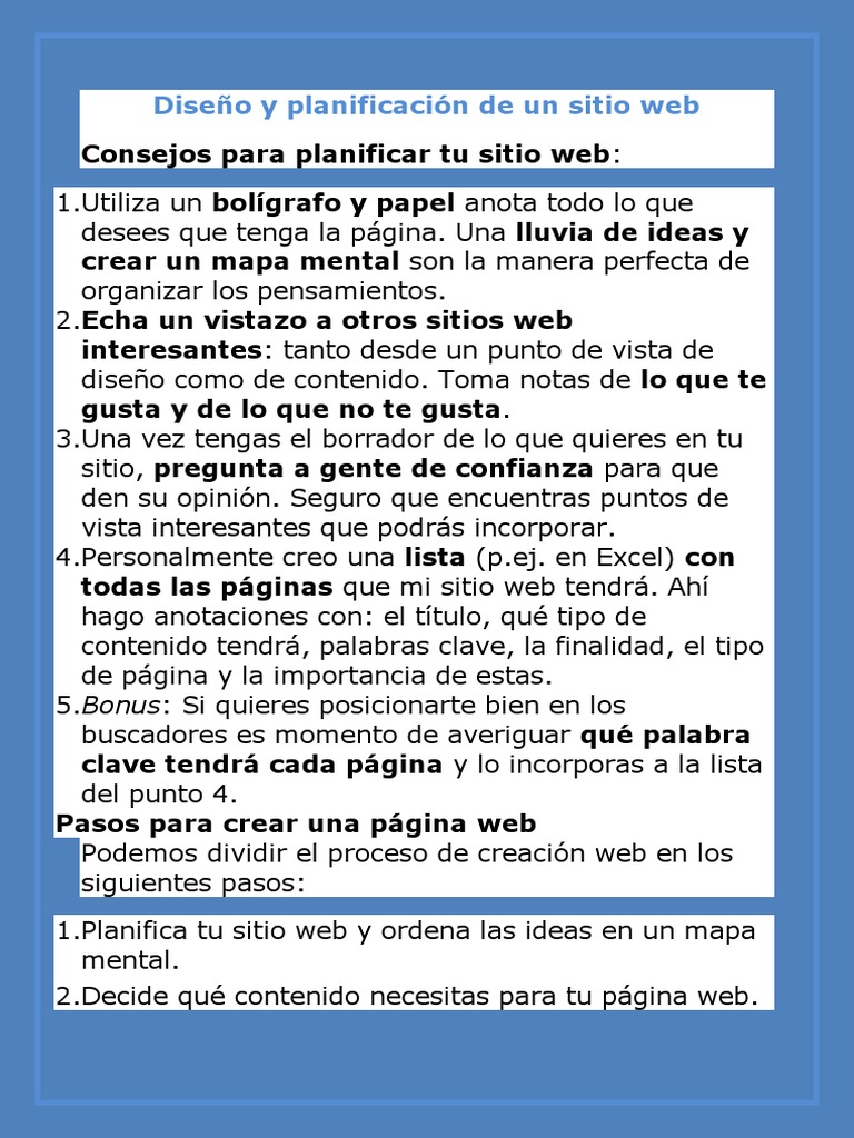 Planificación efectiva de un sitio web | PDF | Posicionamiento en ...