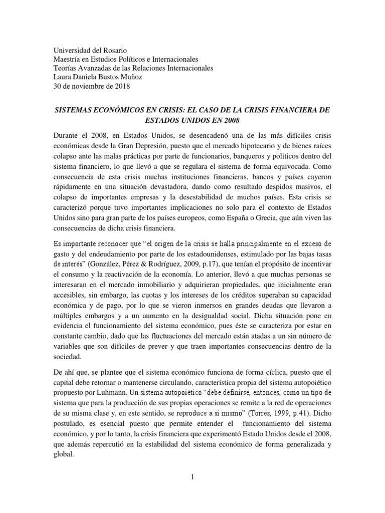 Crisis Financiera de 2008 | PDF | Hipoteca Comercial | Finanzas y dinero