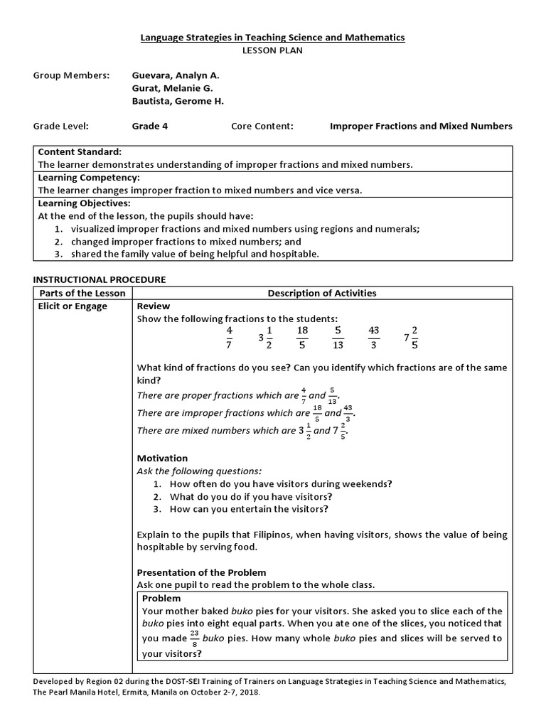 Grade 4 Lesson on Fractions | PDF | Fraction (Mathematics) | Teaching