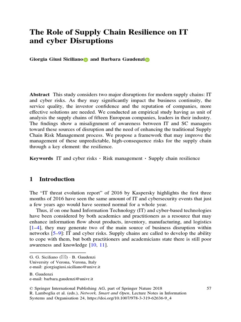 2018 The Role of Supply Chain Resilience | PDF | Risk Management ...