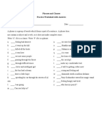 Phrases and Clauses Practice Worksheet With Answers