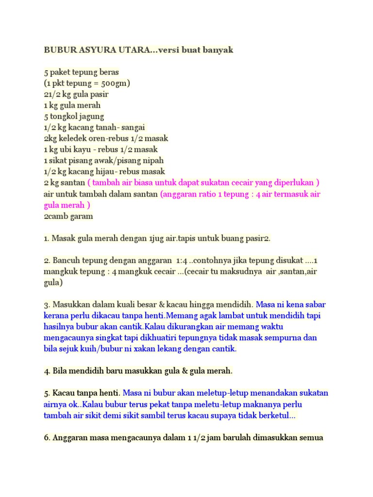Resepi Bubur Asyura Utara Docx