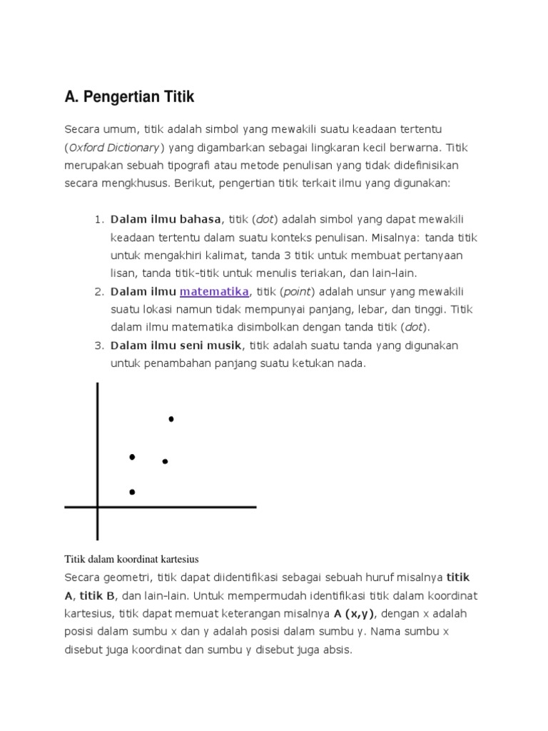 A Pengertian Titik Matematika