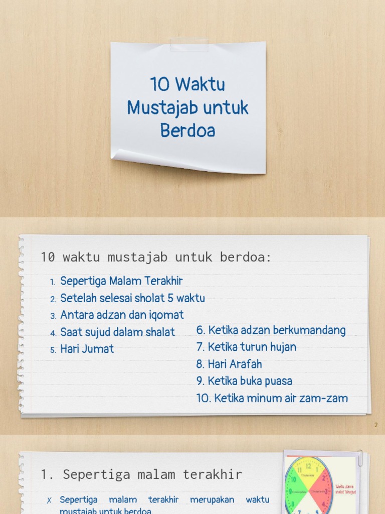 10 Waktu Mustajab Untuk Berdoa | PDF