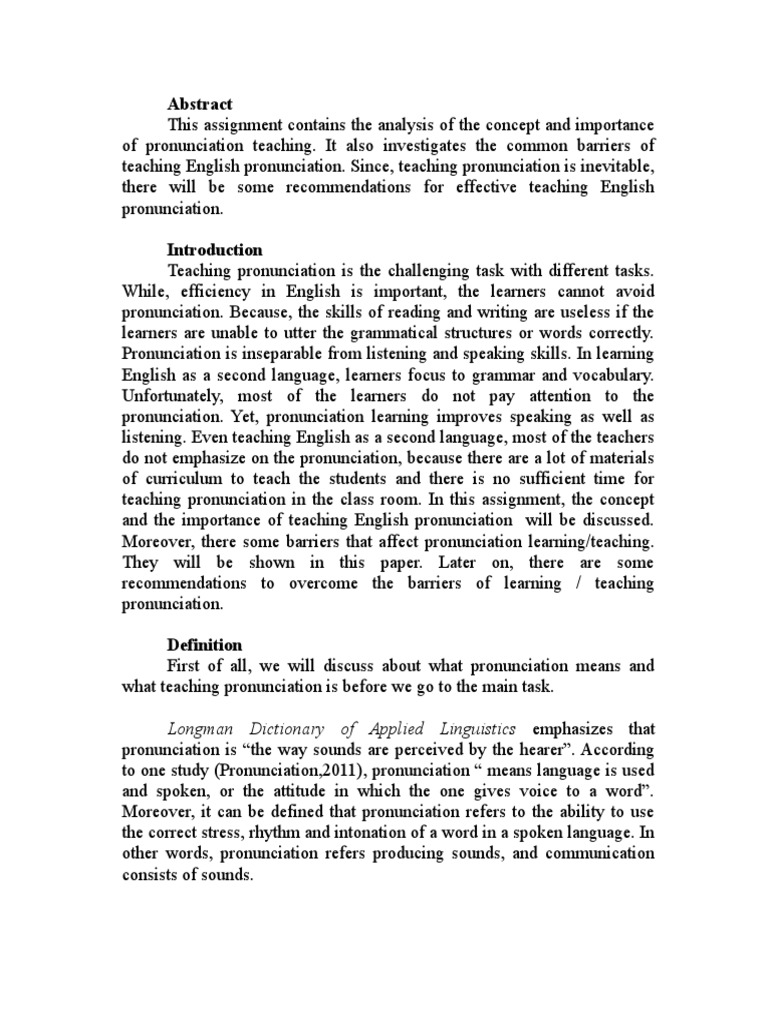 Importance of Teaching English Pronunciation | PDF | Accent ...