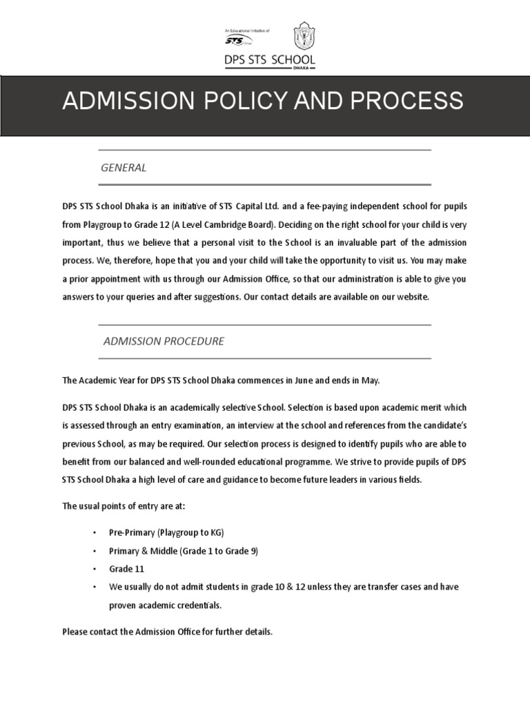 DPS STS Dhaka Admission Guide | PDF | University And College Admission ...