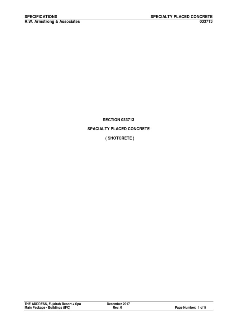 Concrete Specifications 033713 - Specialty Placed Concrete (Shotcrete ...