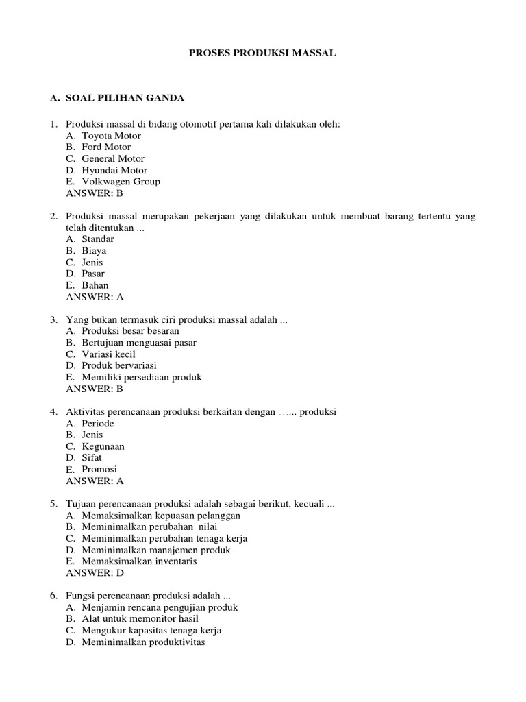 Soal Materi Perakitan Produk Barang Jasa