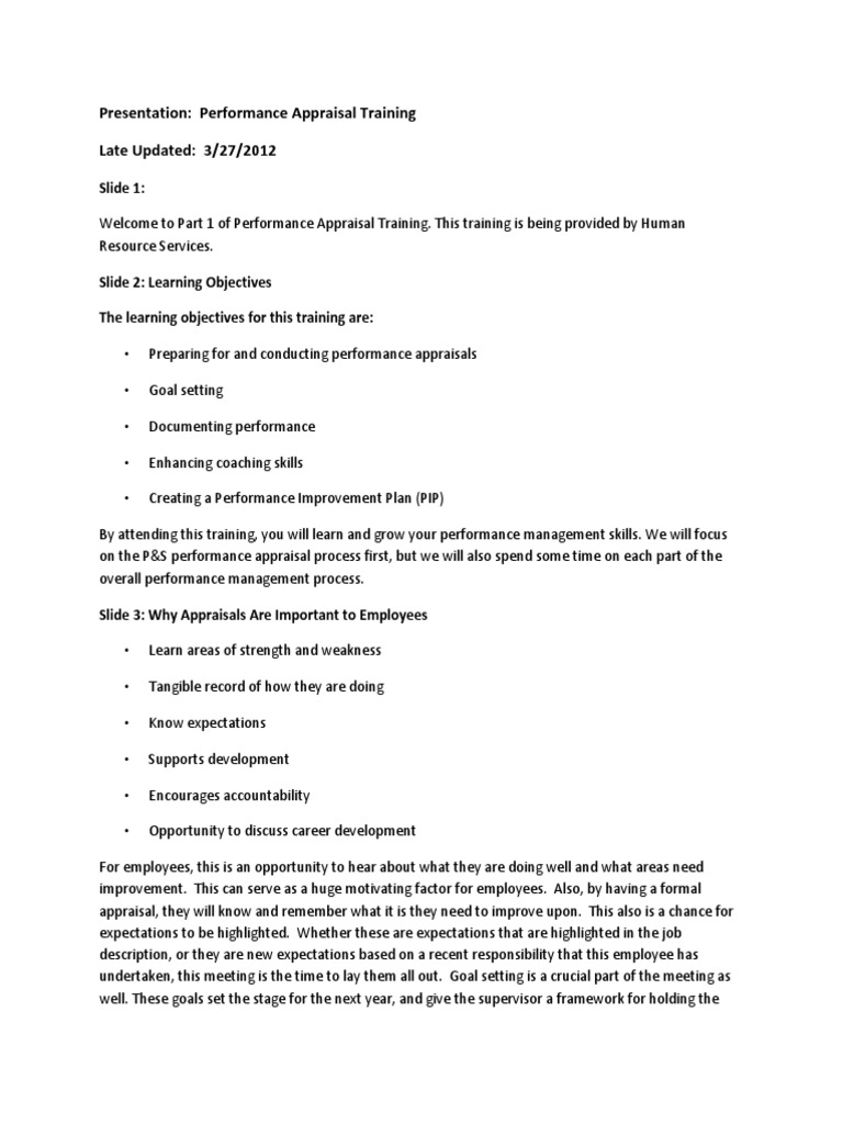 Appraisal Script PDF Performance Appraisal Goal Setting