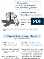 Which Begin With A Question Word Are Also Called: Noun Clauses Embedded Questions