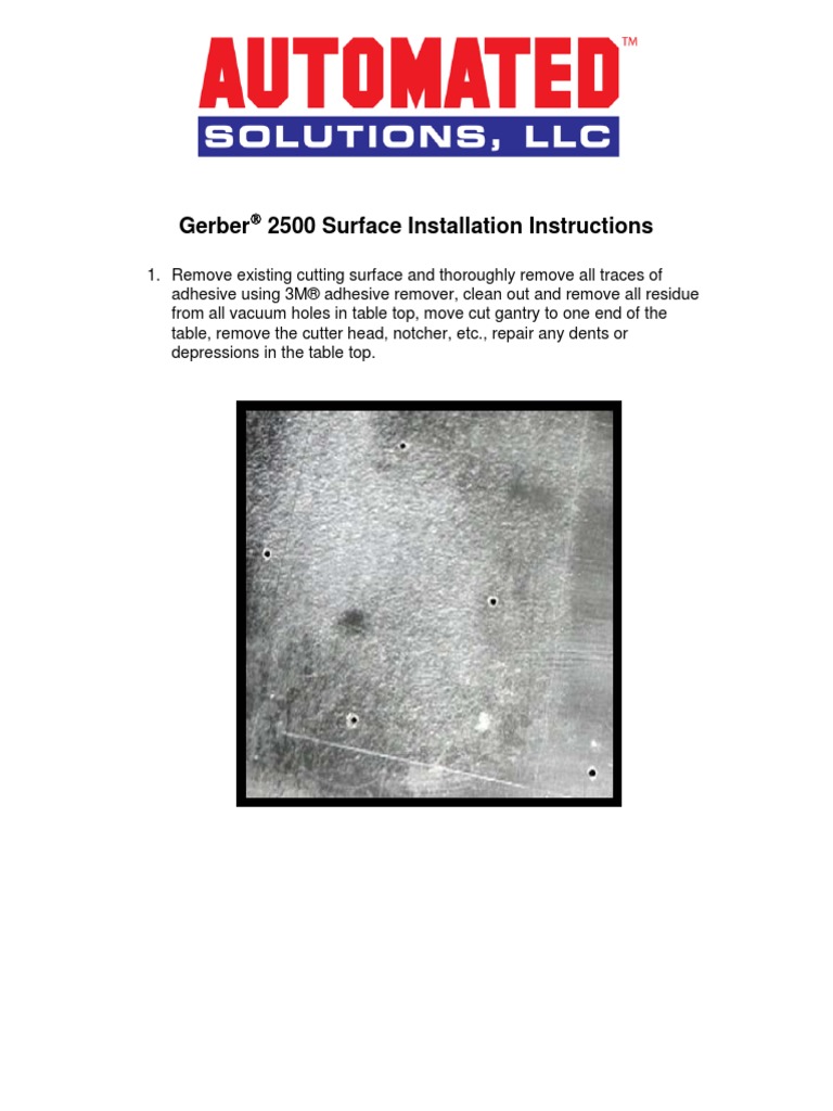 Gerber 2500 Surface Installation Instructions | PDF | Vacuum ...
